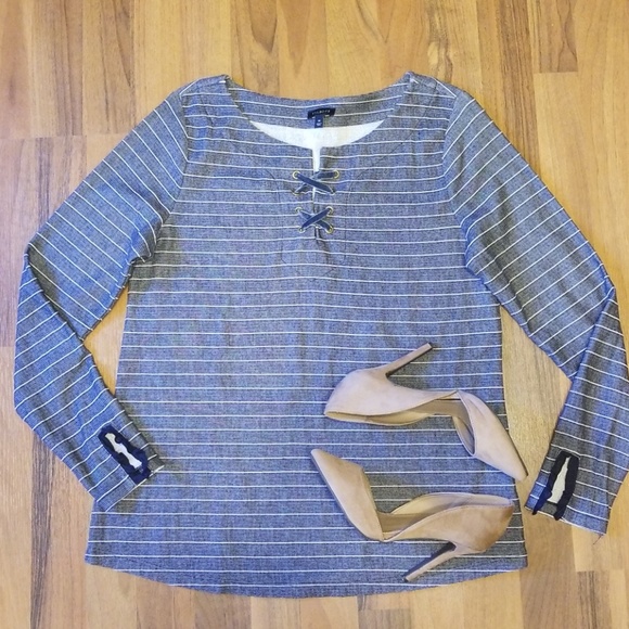 Talbots Tops - {Talbots} Striped Laced Up Top